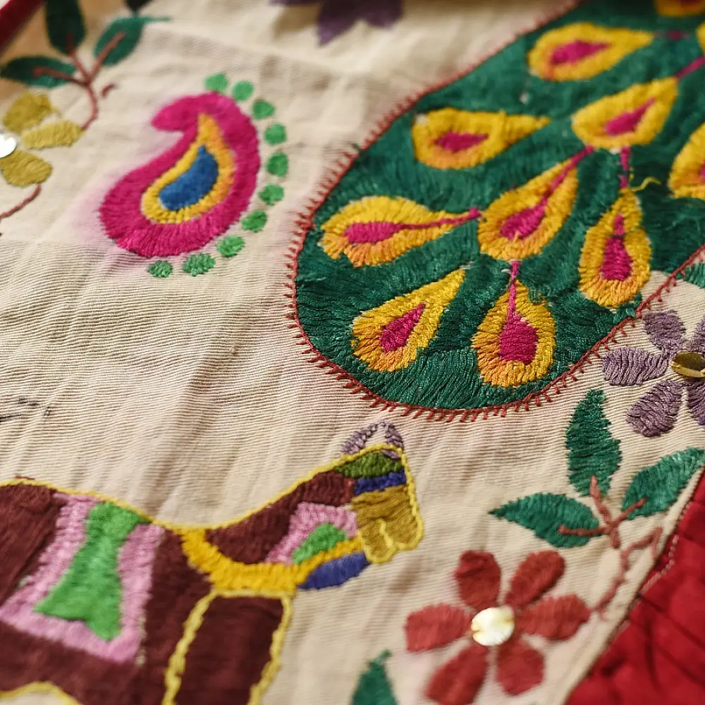 Old Hand Embroidered Wall Hanging