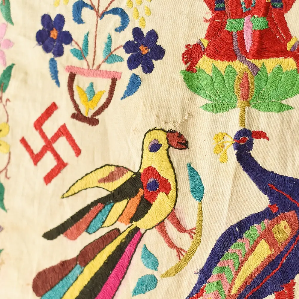 Old Hand Embroidered Wall Hanging
