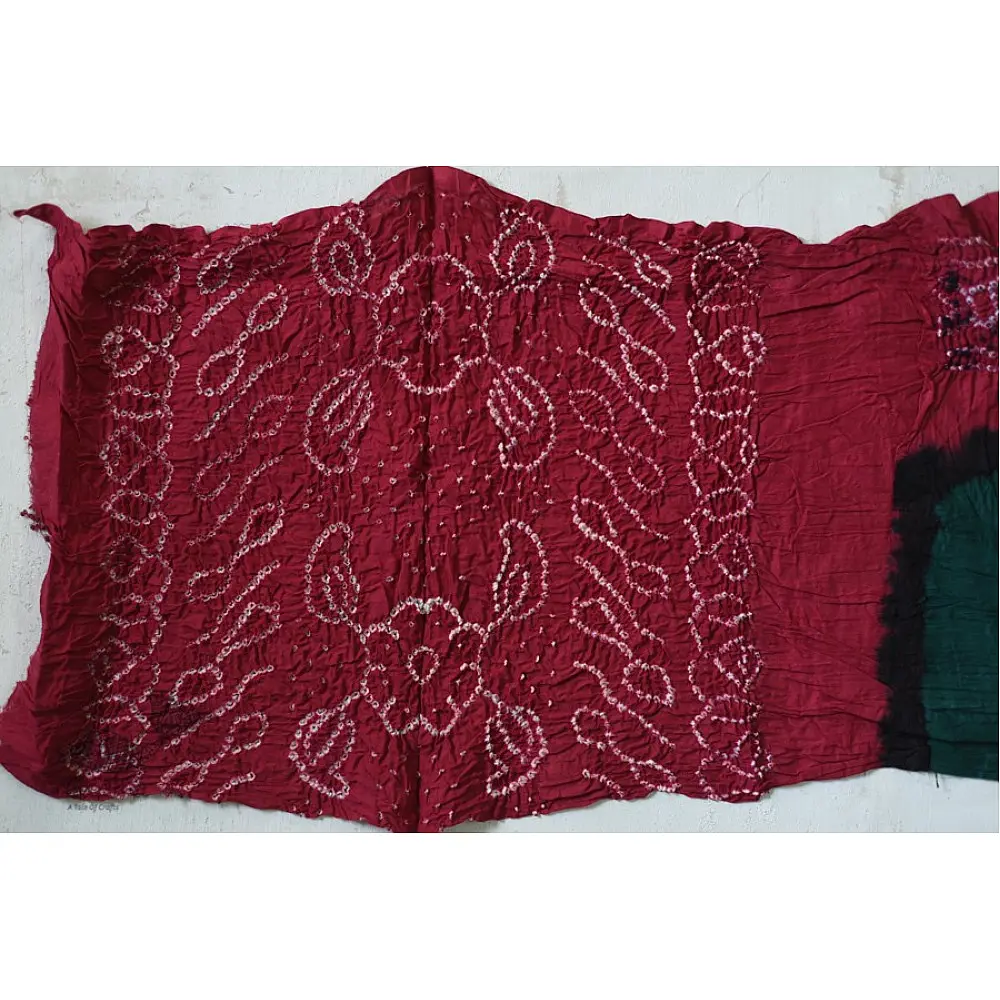 red and green cotton bandhni sarees