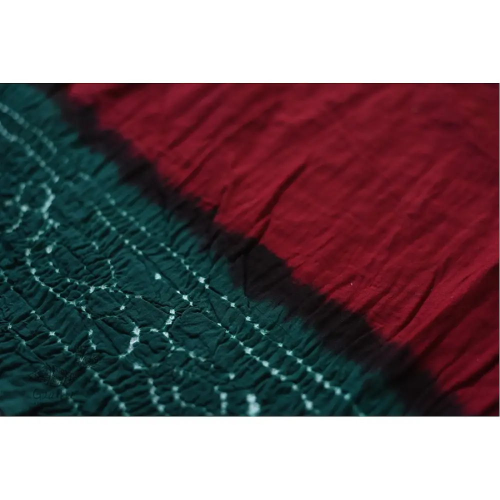 red and green cotton bandhni sarees