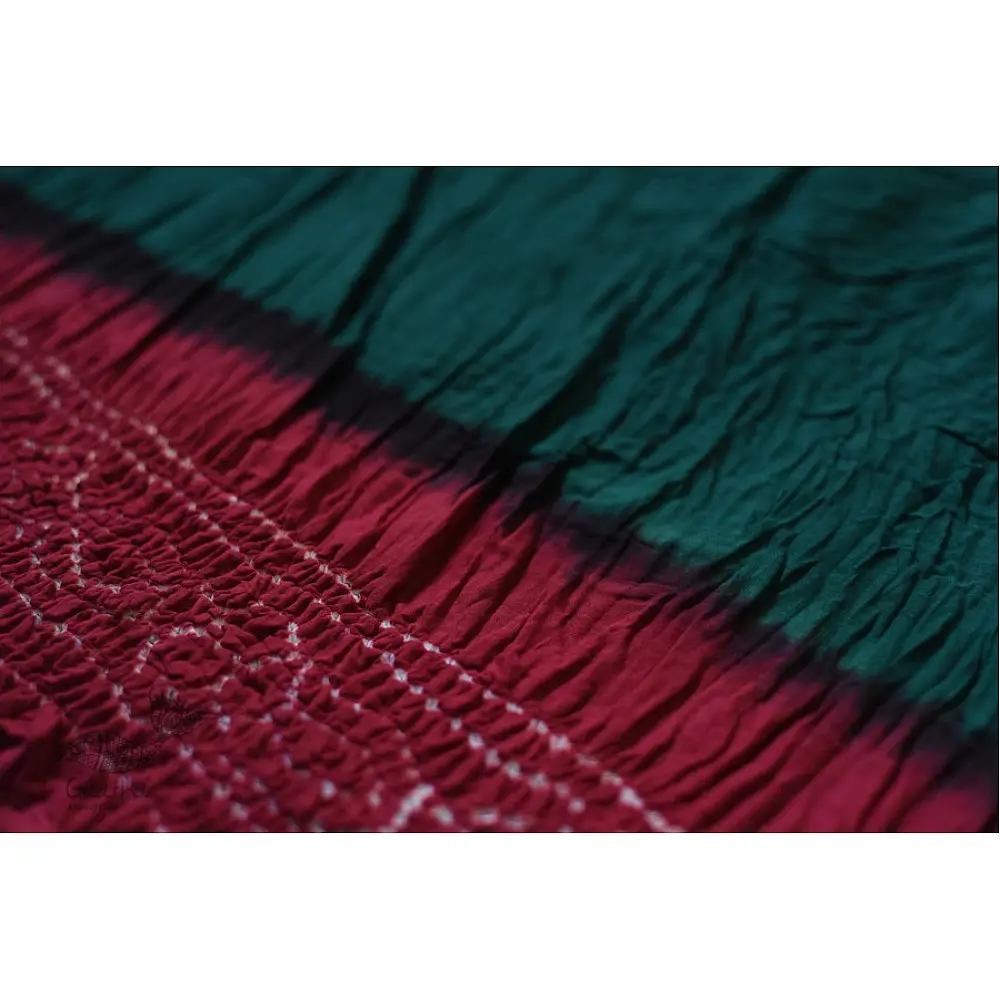 red and green cotton bandhni sarees