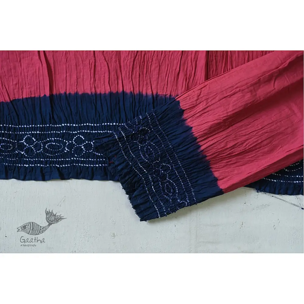 Blue & pink cotton bandhni saree