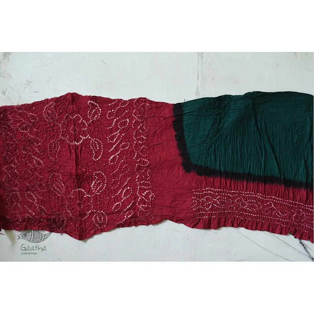 red and green cotton bandhni sarees