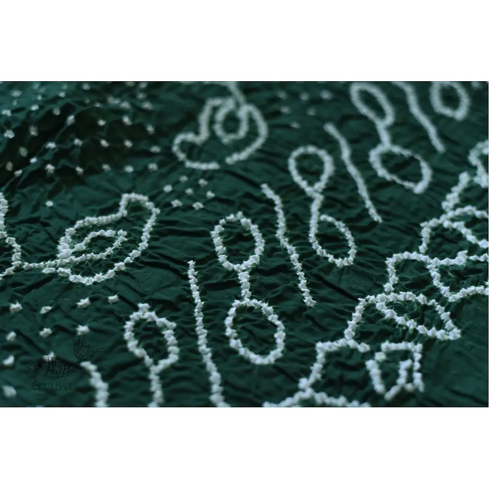 latest collection of cotton bandhni saree - green and dark pink color