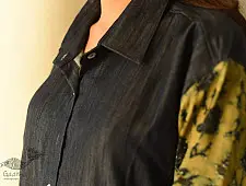 Modal Silk Ajrakh Prints & Denim Dress / Long Shirt