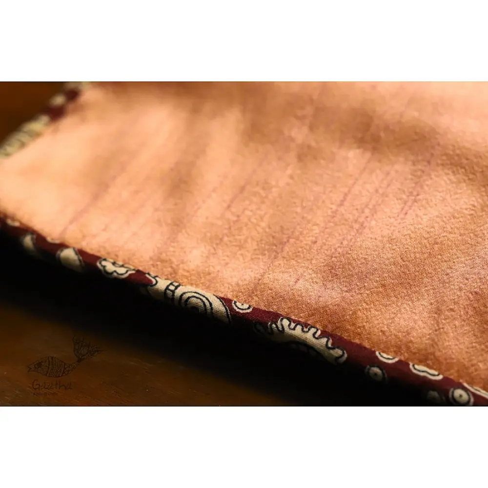 peach cotton iPad cover with natural sheen and printed floral contrast border