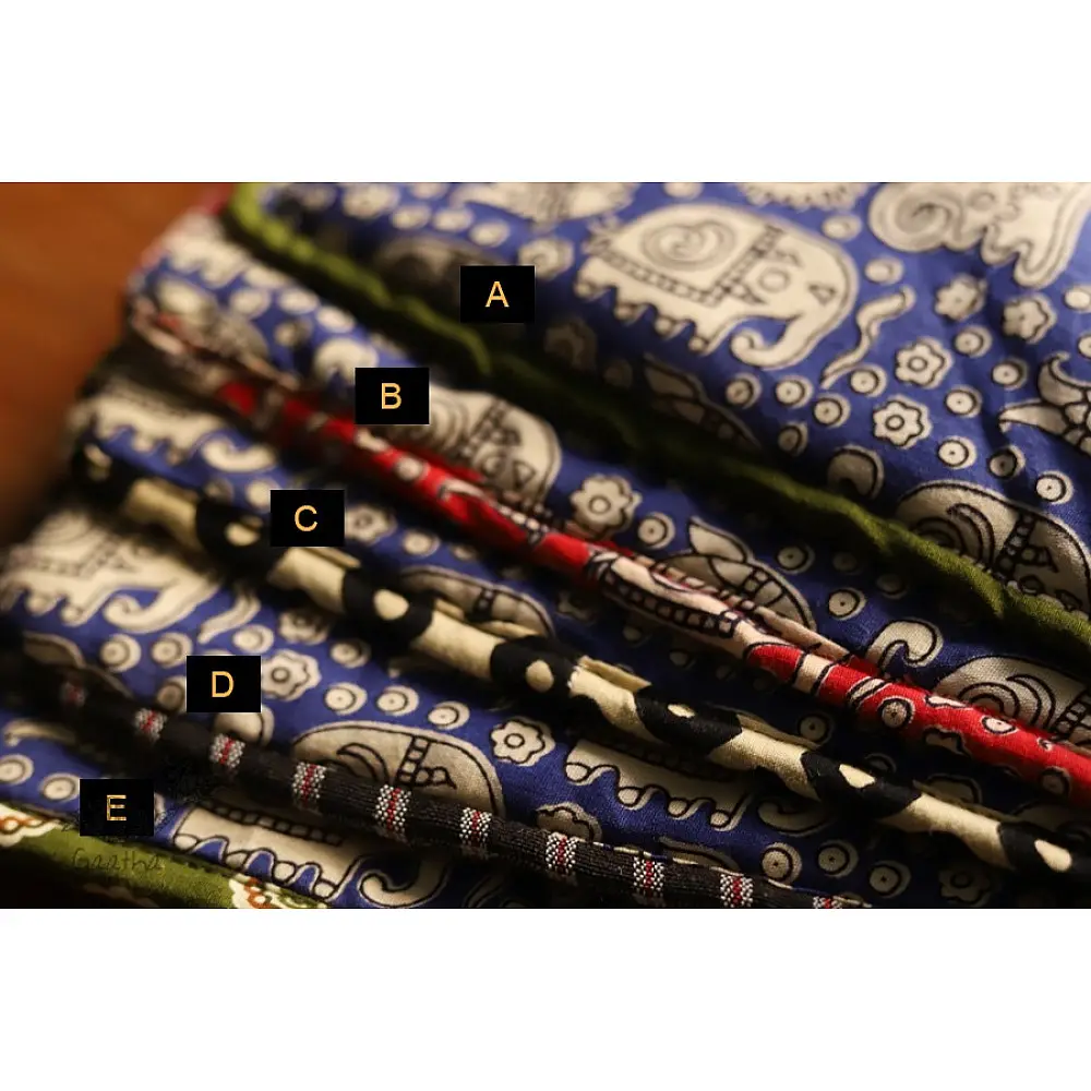 blue cotton iPad cover with white block-printed elephant and paisley motifs and contrast border