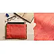 coral cotton iPad cover with natural slubbed texture and contrast olive green border