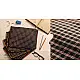 plaid pattern handcrafted cotton iPad cover sleeve for 10.5 inch tablet displayed next to glasses and a notebook on a workspace desk