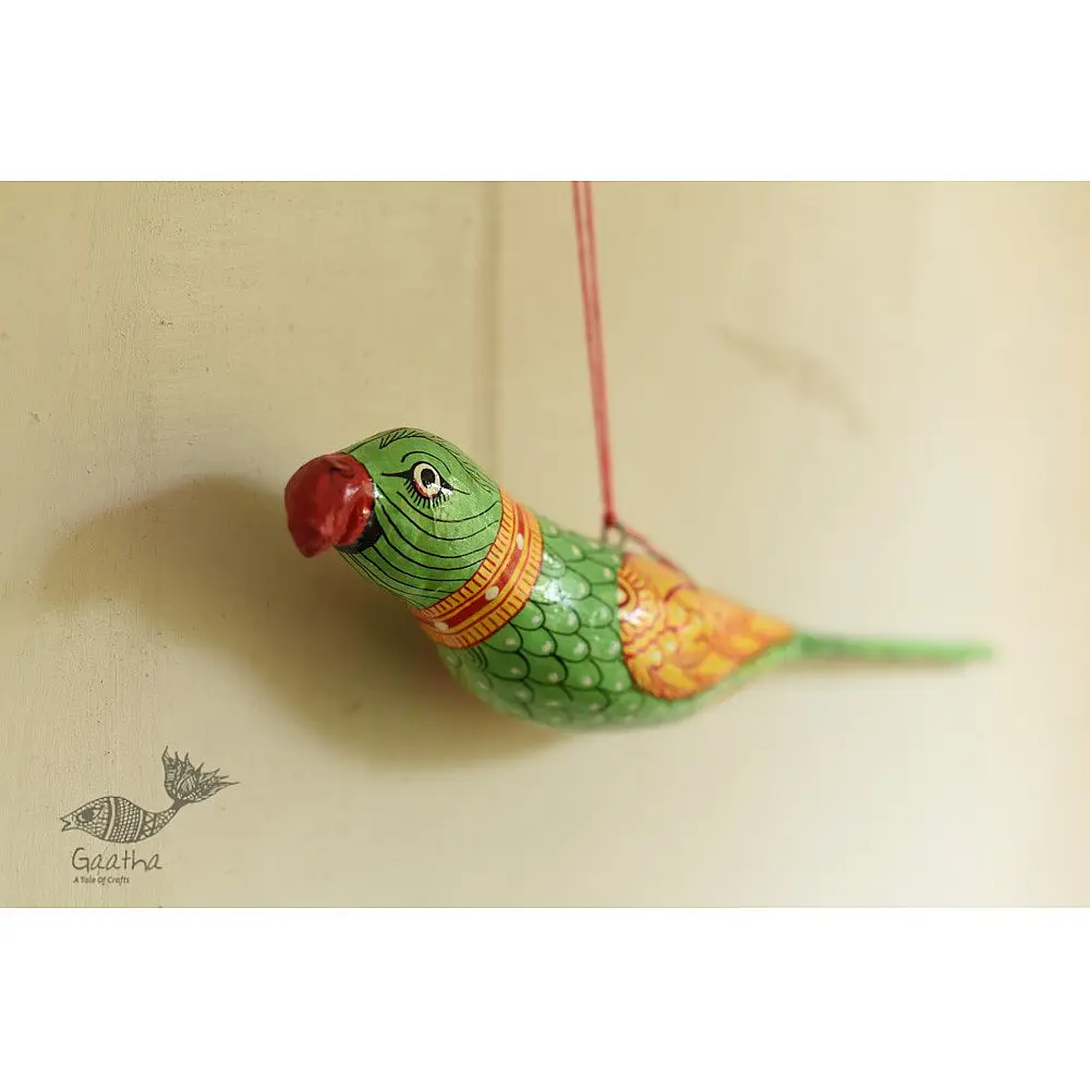 shop hand painted Paper Mache Hanging Bird ~ Mithu