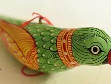Pattachitra | Hand Painted - Paper Mache Hanging Bird ~ Mithu