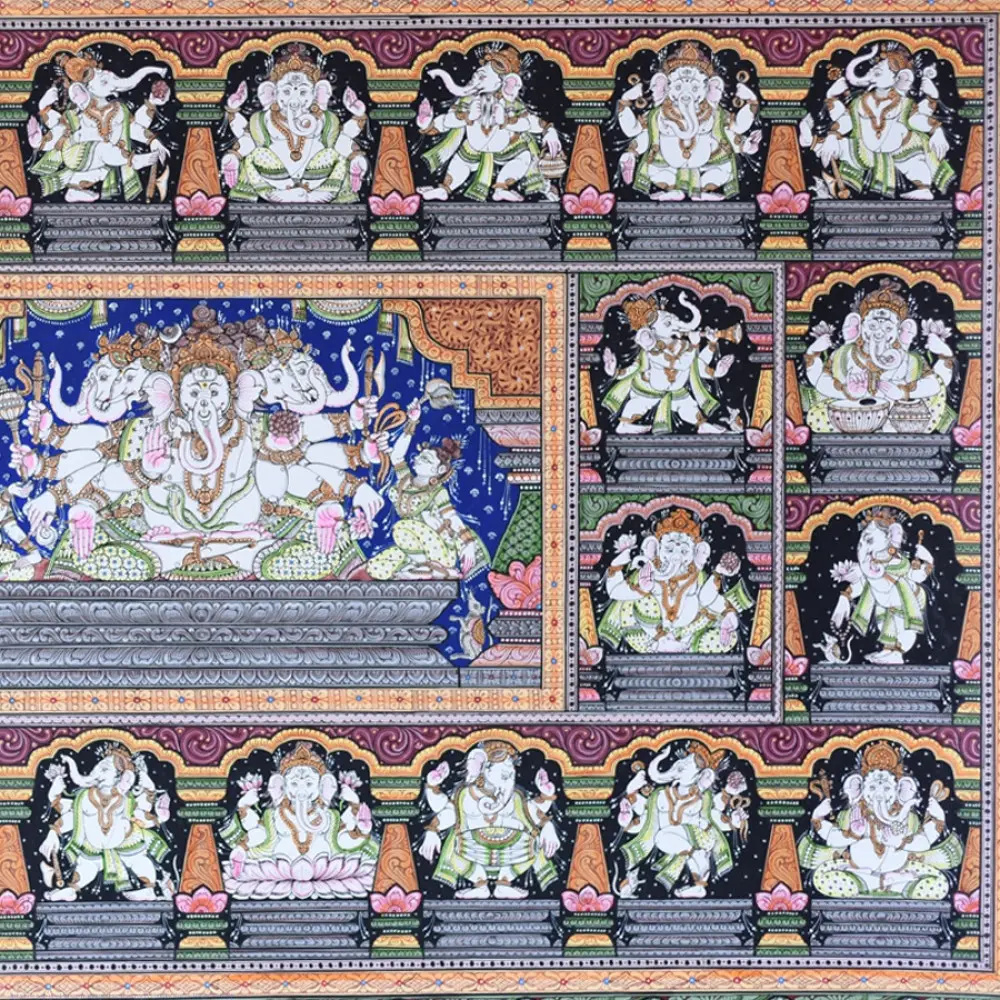 shop Traditional patachitra Panchmukhi Gajanand Painting 