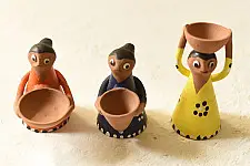 Maati Ka Kaam | Terracotta Handmade Clay Dolls (Set of Three & Random Colors)