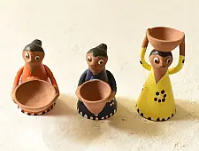 Maati Ka Kaam | Terracotta Handmade Clay Dolls (Set of Three & Random Colors)