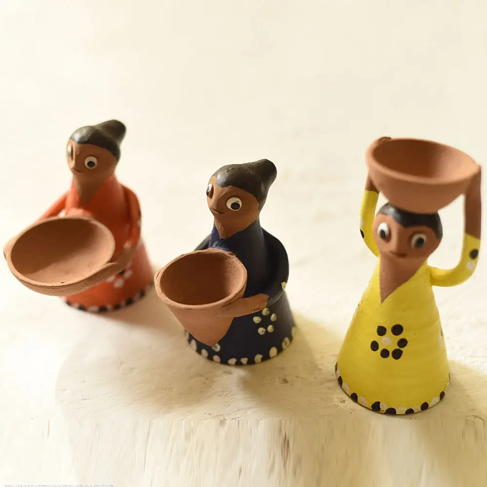 Shop Terracotta Handmade Clay Dolls (Set of Three)