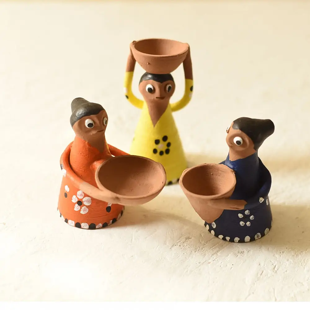 Shop Terracotta Handmade Clay Dolls (Set of Three)