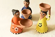 Maati Ka Kaam | Terracotta Handmade Clay Dolls (Set of Three & Random Colors)