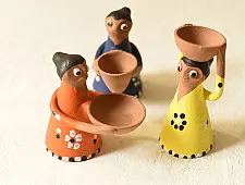 Maati Ka Kaam | Terracotta Handmade Clay Dolls (Set of Three & Random Colors)