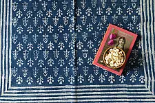 A finite infinity ❧ Indigo Dabu Block Printed Dhurrie ( 5 X 3 Feet )