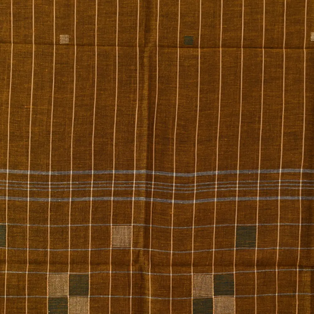 shop Handloom Soft Cotton Jamdani Stole - Brown