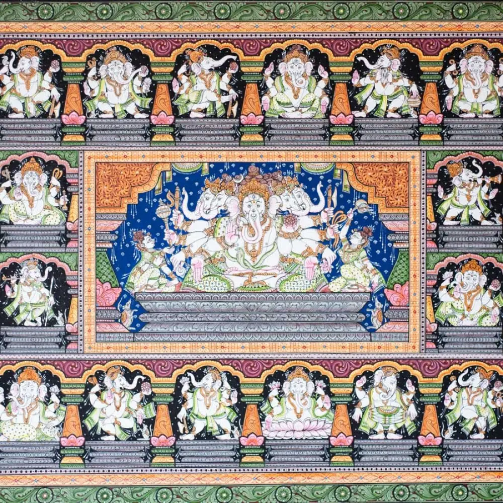 shop Traditional patachitra Panchmukhi Gajanand Painting 