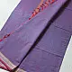 handloom begampuri pure cotton saree in dual-tone mauve blue with maroon and beige woven temple borders and tassel fringe