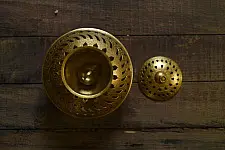 Ahar ✽ Brass ~ Kalash With Diya / Garbi ( 8" x 7.5" x 7.5" )