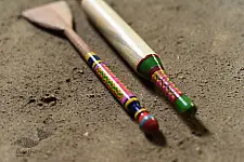 Rasoi | Handmade Wooden Kutch Lacquer Ladle (Rolling Pill + Turner) - 2