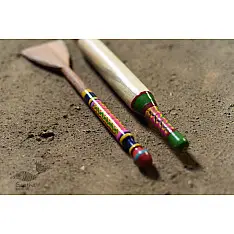 Rasoi | Handmade Wooden Kutch Lacquer Ladle (Rolling Pill + Turner) - 2