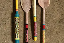 Rasoi | Handmade Wooden Kutch Lacquer Ladles { Set of Four } - 4