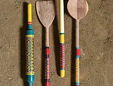 Rasoi | Handmade Wooden Kutch Lacquer Ladles { Set of Four } - 4