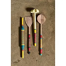 Rasoi | Handmade Wooden Kutch Lacquer Ladles { Set of Four } - 4