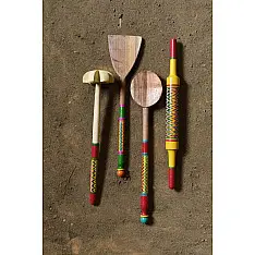 Rasoi | Wooden Kutch Lacquer Ladles ( Set of Four ) - 5