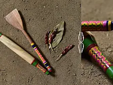 Rasoi | Handmade Wooden Kutch Lacquer Ladle (Rolling Pill + Turner) - 2