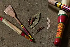 Rasoi | Wooden Kutch Lacquer Ladle (Rolling Pill + Turner) - 1
