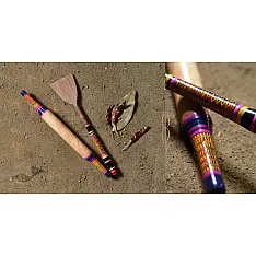 Rasoi | Wooden Kutch Lacquer Ladle (Rolling Pill & Turner) - 3