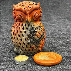 Terracotta Tales | Pottery Art ~ Owl T Light Holder