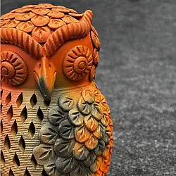 Terracotta Tales | Pottery Art ~ Owl T Light Holder