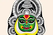 Mukhauta . मुखौटा : Handmade Chau Mask - Kathakali Face Mask Wall Hanging
