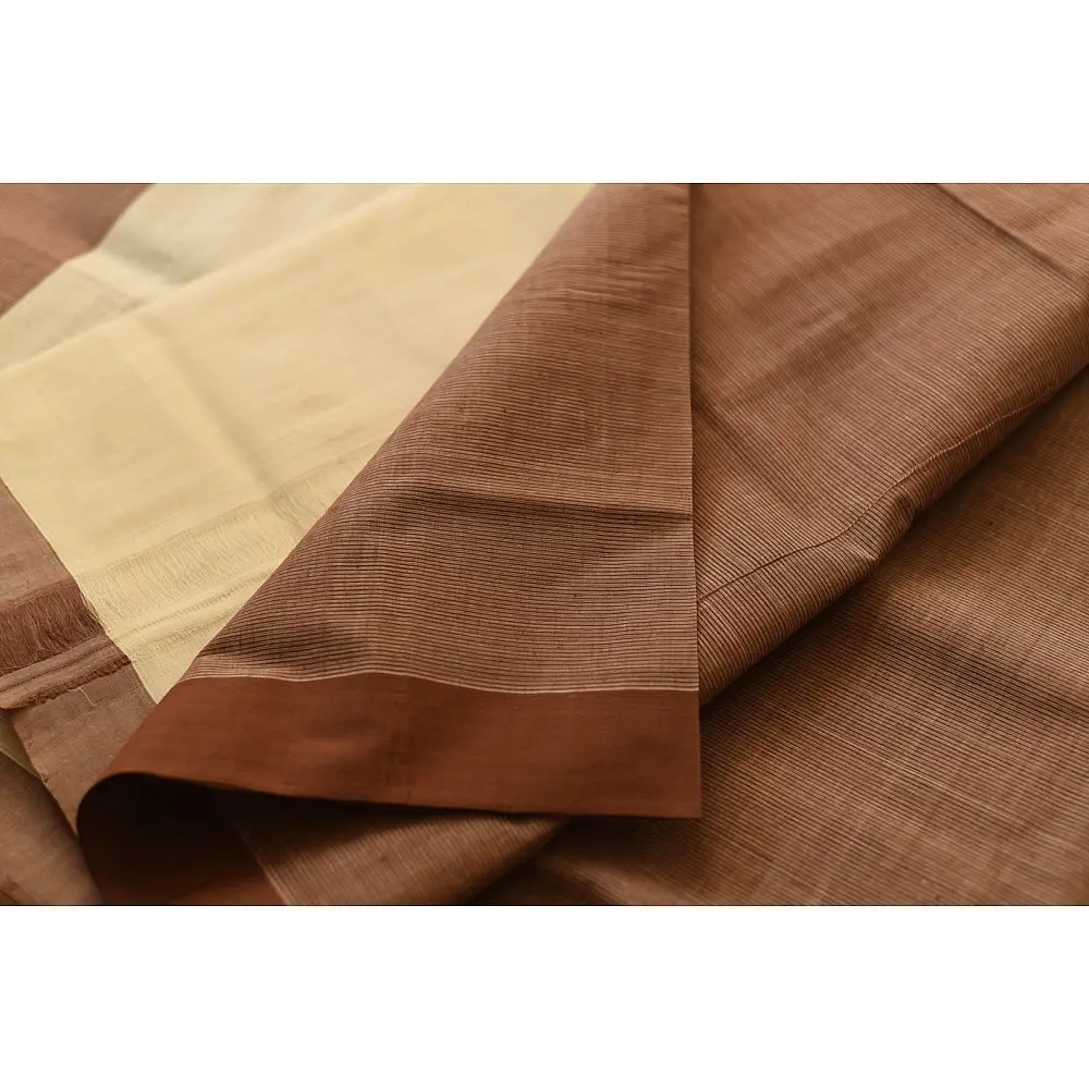 Handwoven cotton saree |  from Andhra Pradesh - Off White