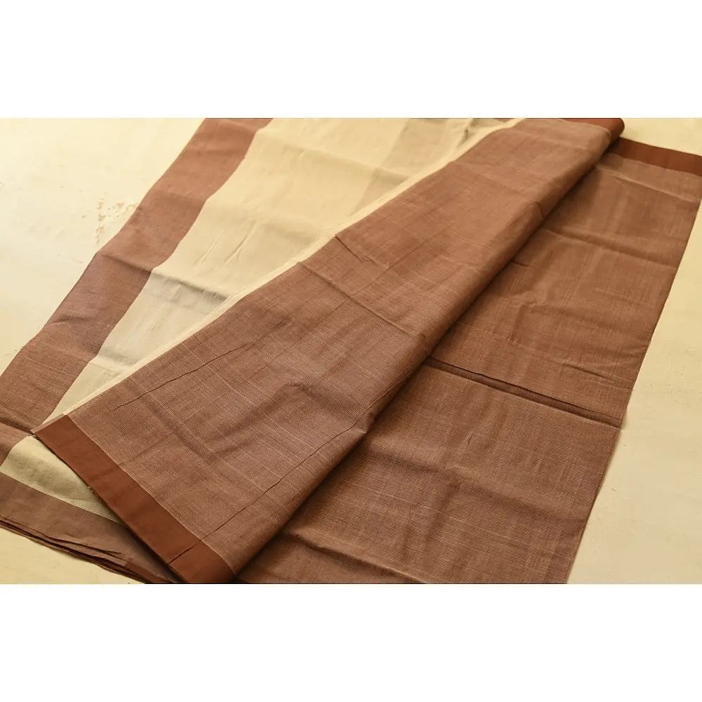 Handwoven cotton saree |  from Andhra Pradesh - Off White