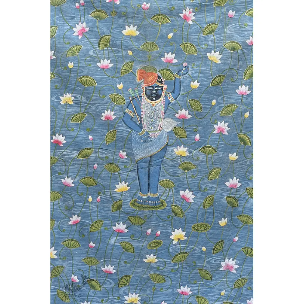 buy Traditional Antique Old Pichwai Painting - Shrinathji & Kamal Talaiya