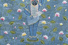 Antique look Pichwai Painting - Shrinathji & Kamal Tal