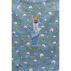 Antique look Pichwai Painting - Shrinathji & Kamal Tal