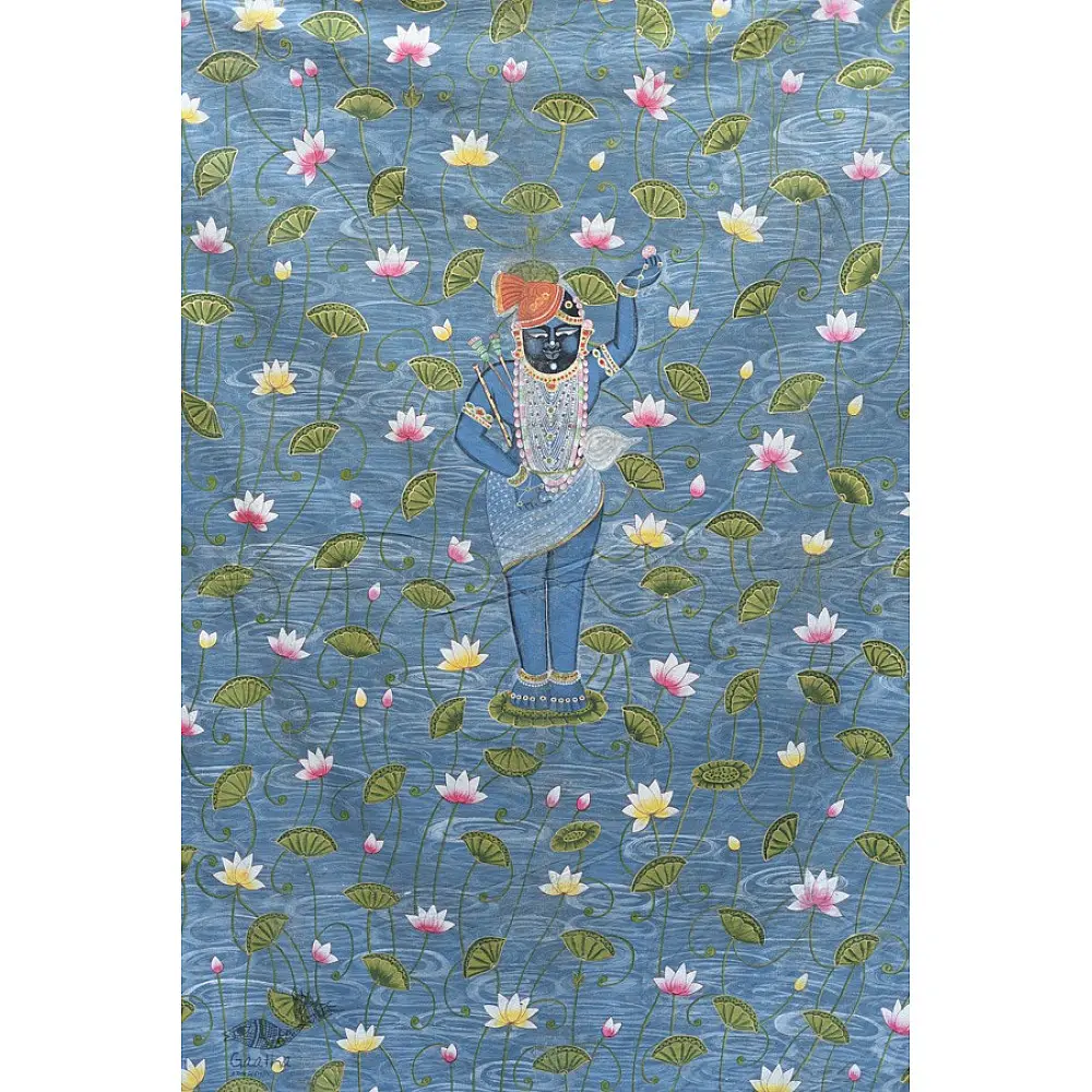 buy Traditional Antique Old Pichwai Painting - Shrinathji & Kamal Talaiya