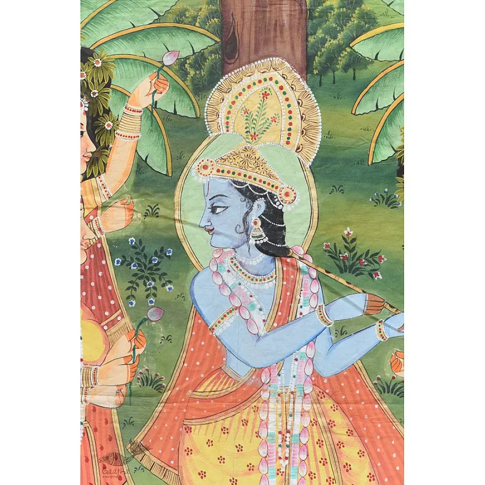 buy Traditional Antique look Krishna and Gopi Painting