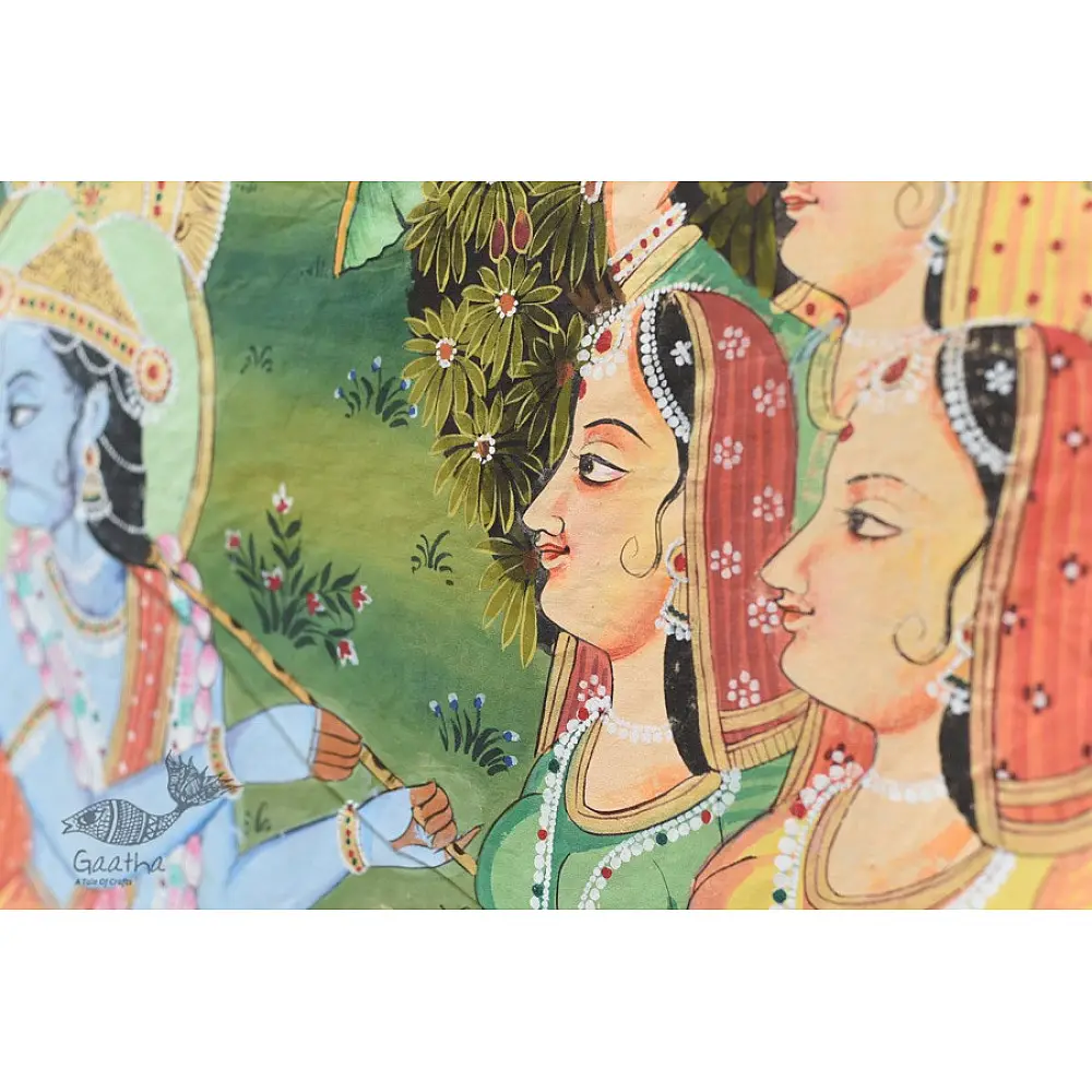 buy Traditional Antique look Krishna and Gopi Painting