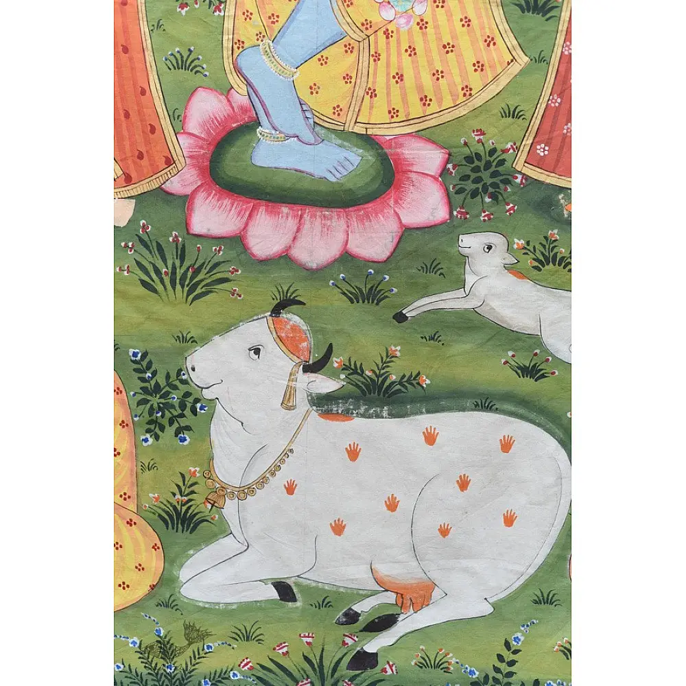 buy Traditional Antique look Krishna and Gopi Painting