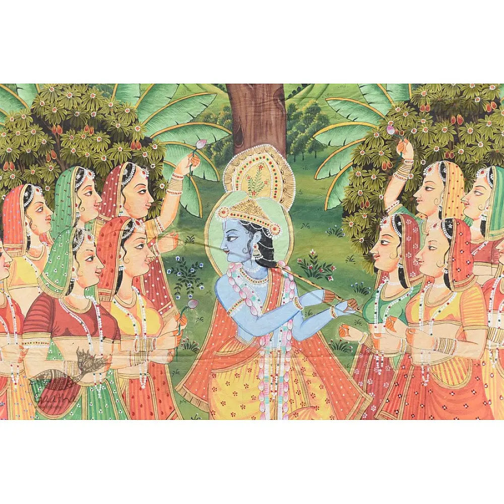 buy Traditional Antique look Krishna and Gopi Painting