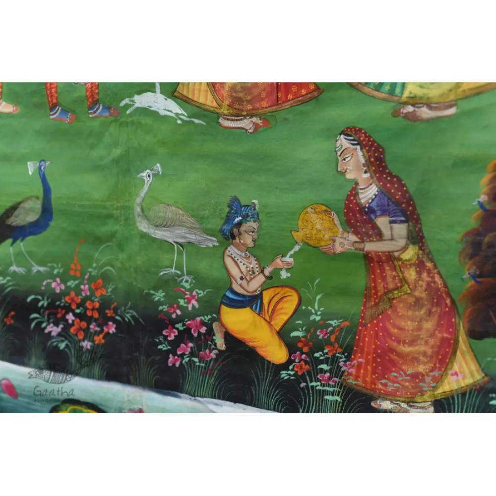 buy Traditional Antique Old Pichwai Painting   - Krishna With Panihari